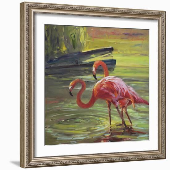 Flamingo III-Chuck Larivey-Framed Art Print