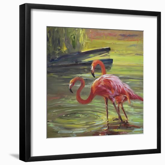 Flamingo III-Chuck Larivey-Framed Art Print