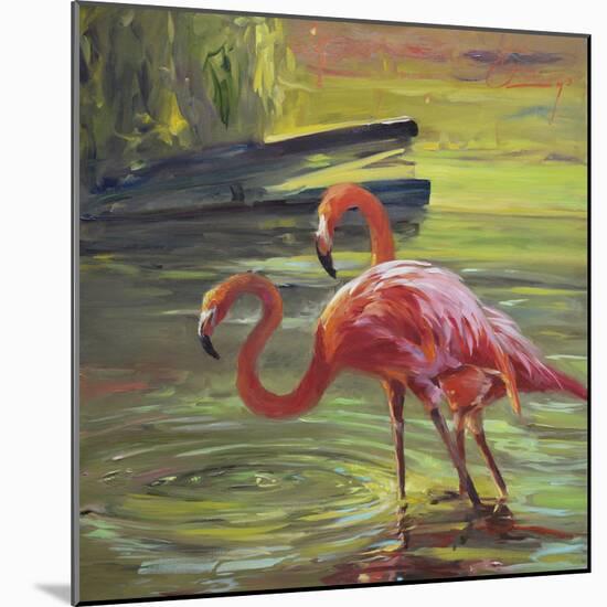 Flamingo III-Chuck Larivey-Mounted Art Print