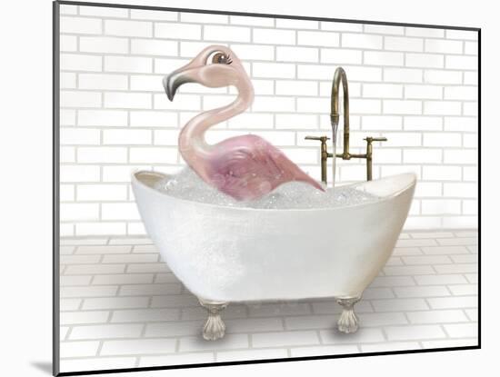 Flamingo In Bathtub-Matthew Piotrowicz-Mounted Art Print