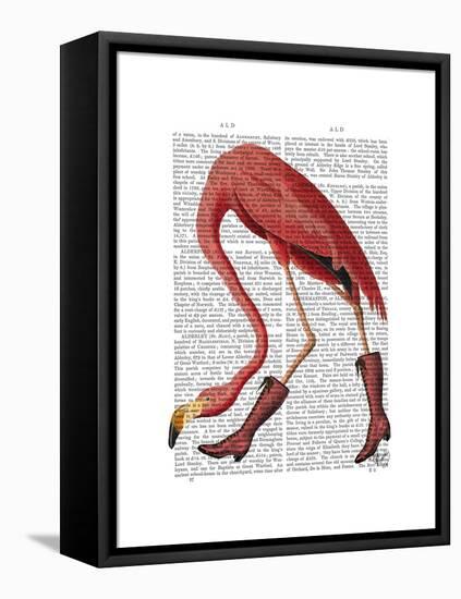 Flamingo in Pink Boots-Fab Funky-Framed Stretched Canvas
