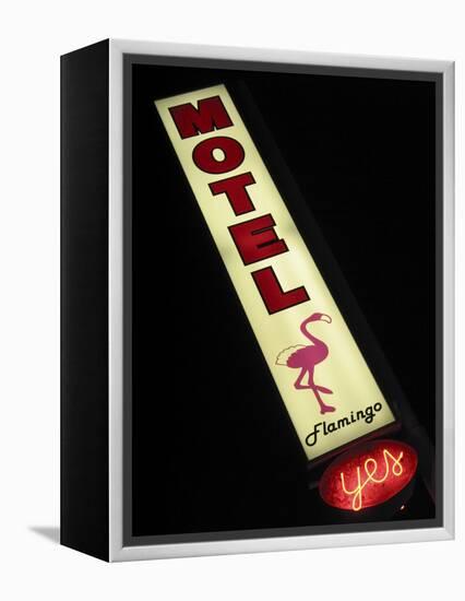 Flamingo Motel Sign, Coeur d'Alene, Idaho, USA-Nancy & Steve Ross-Framed Premier Image Canvas