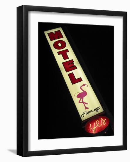 Flamingo Motel Sign, Coeur d'Alene, Idaho, USA-Nancy & Steve Ross-Framed Photographic Print