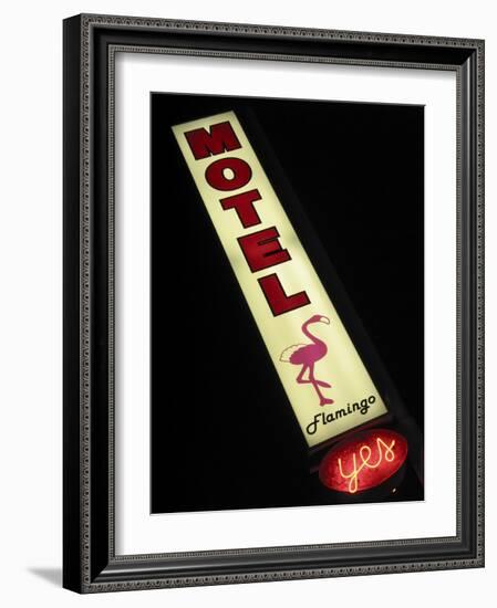 Flamingo Motel Sign, Coeur d'Alene, Idaho, USA-Nancy & Steve Ross-Framed Photographic Print