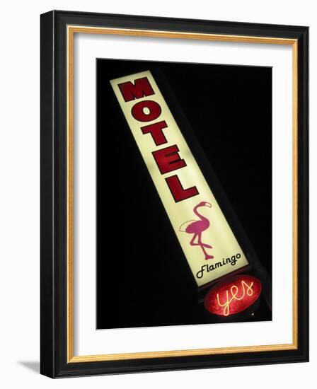 Flamingo Motel Sign, Coeur d'Alene, Idaho, USA-Nancy & Steve Ross-Framed Photographic Print