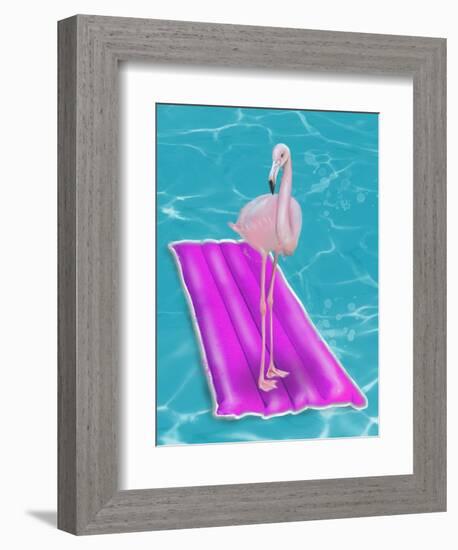 Flamingo On Raft-Matthew Piotrowicz-Framed Art Print