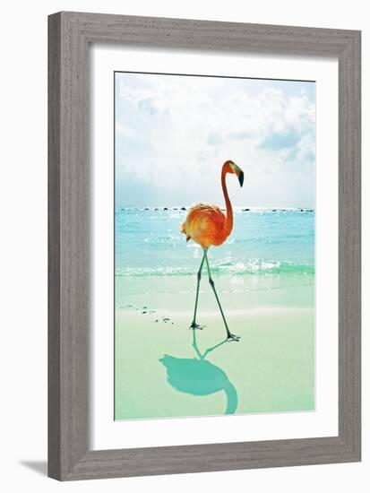 Flamingo on the Beach-Tai Prints-Framed Art Print