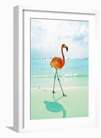 Flamingo on the Beach-Tai Prints-Framed Art Print