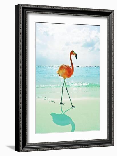 Flamingo on the Beach-Tai Prints-Framed Art Print