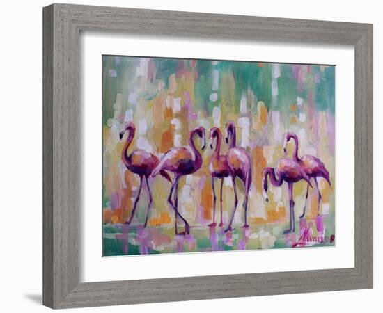 Flamingo Rondevu 1-Boho Hue Studio-Framed Art Print