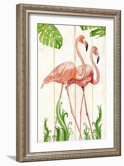 Flamingo Stroll 1-Mary Escobedo-Framed Art Print