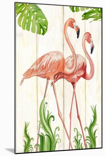 Flamingo Stroll 1-Mary Escobedo-Mounted Art Print