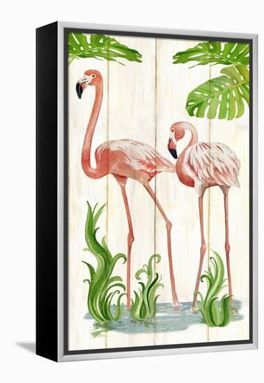 Flamingo Stroll 2-Mary Escobedo-Framed Stretched Canvas