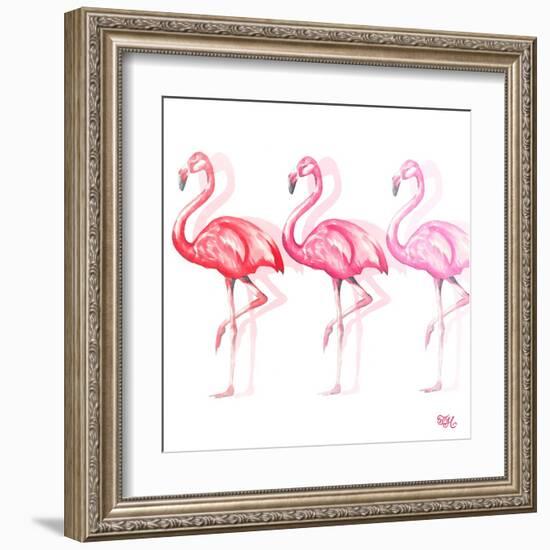 Flamingo Trio II-Tiffany Hakimipour-Framed Art Print