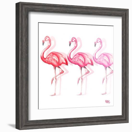 Flamingo Trio II-Tiffany Hakimipour-Framed Art Print