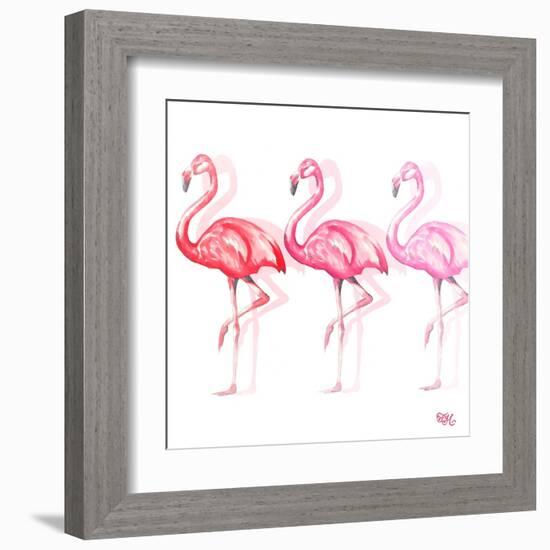 Flamingo Trio II-Tiffany Hakimipour-Framed Art Print