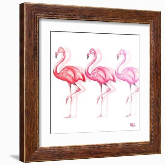 Flamingo Trio II-Tiffany Hakimipour-Framed Art Print