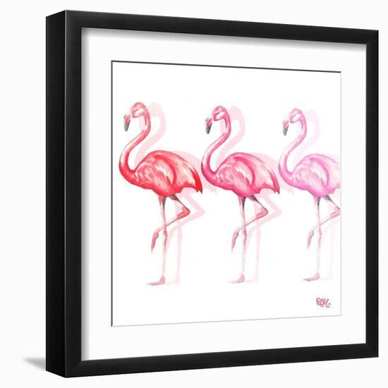 Flamingo Trio II-Tiffany Hakimipour-Framed Art Print