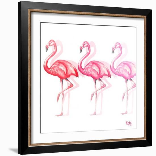 Flamingo Trio II-Tiffany Hakimipour-Framed Art Print