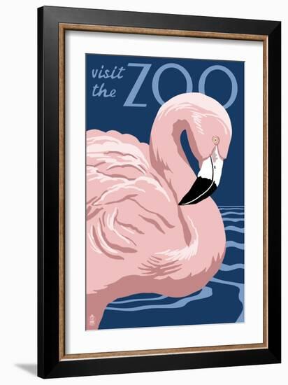 Flamingo - Visit the Zoo-Lantern Press-Framed Art Print