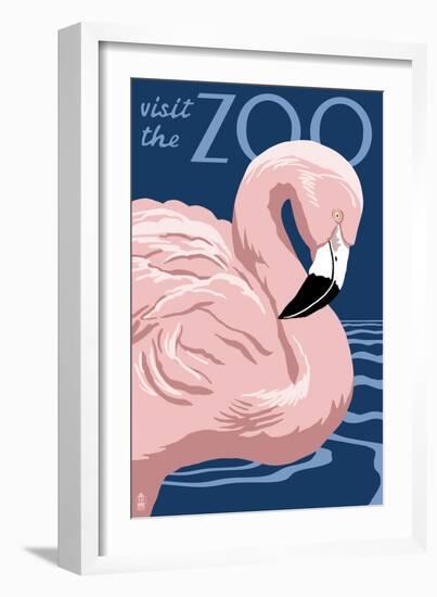 Flamingo - Visit the Zoo-Lantern Press-Framed Art Print