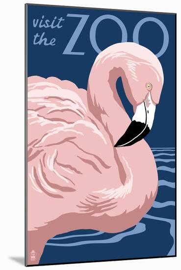 Flamingo - Visit the Zoo-Lantern Press-Mounted Art Print