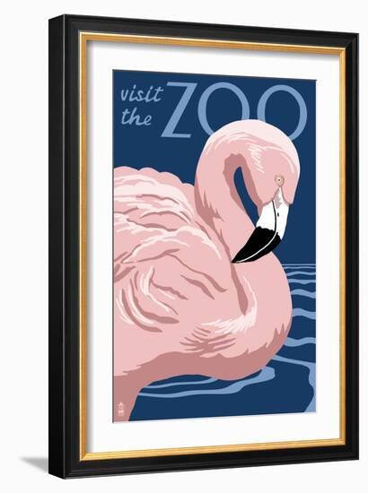 Flamingo - Visit the Zoo-Lantern Press-Framed Art Print