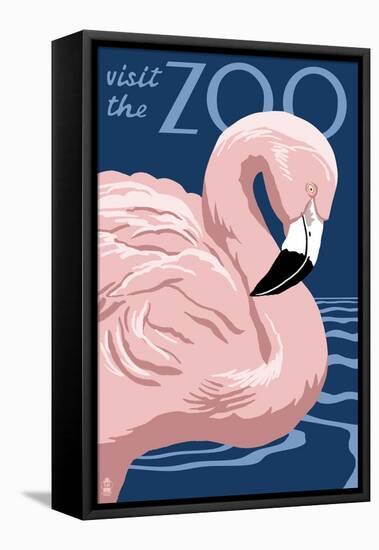 Flamingo - Visit the Zoo-Lantern Press-Framed Stretched Canvas