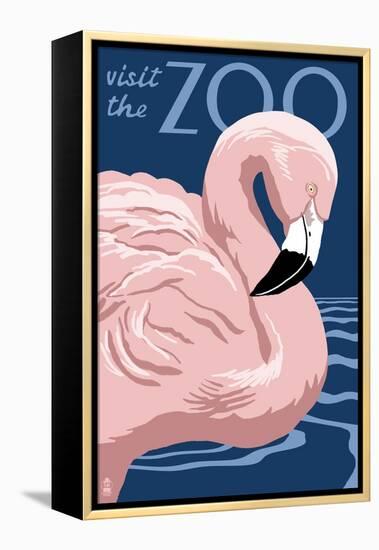 Flamingo - Visit the Zoo-Lantern Press-Framed Stretched Canvas