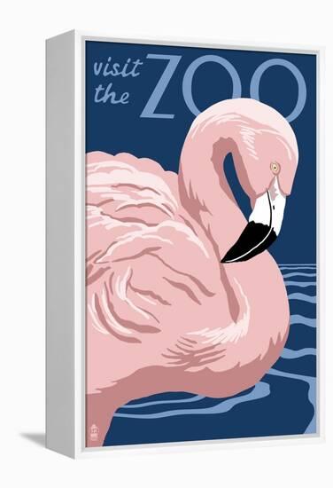 Flamingo - Visit the Zoo-Lantern Press-Framed Stretched Canvas