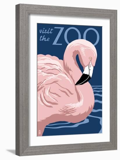 Flamingo - Visit the Zoo-Lantern Press-Framed Premium Giclee Print