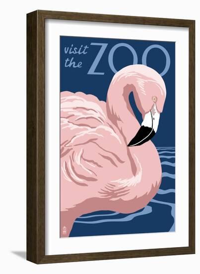 Flamingo - Visit the Zoo-Lantern Press-Framed Premium Giclee Print