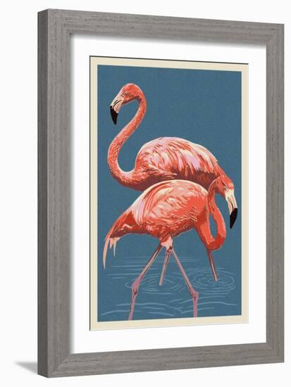 Flamingo-Lantern Press-Framed Art Print