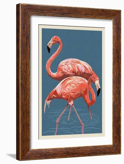 Flamingo-Lantern Press-Framed Art Print