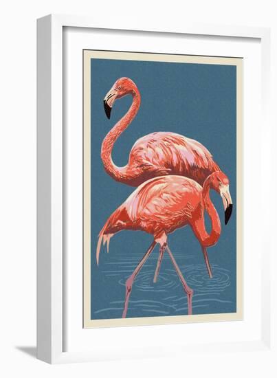 Flamingo-Lantern Press-Framed Art Print