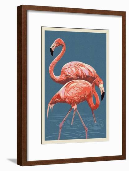 Flamingo-Lantern Press-Framed Art Print