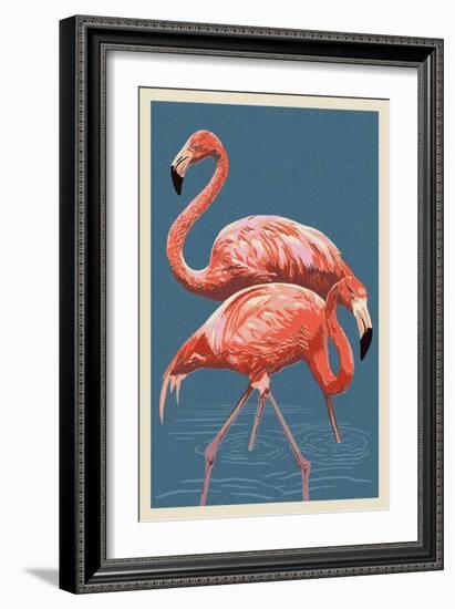 Flamingo-Lantern Press-Framed Art Print