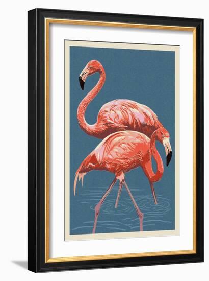 Flamingo-Lantern Press-Framed Art Print