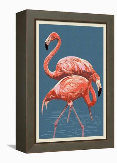 Flamingo-Lantern Press-Framed Stretched Canvas