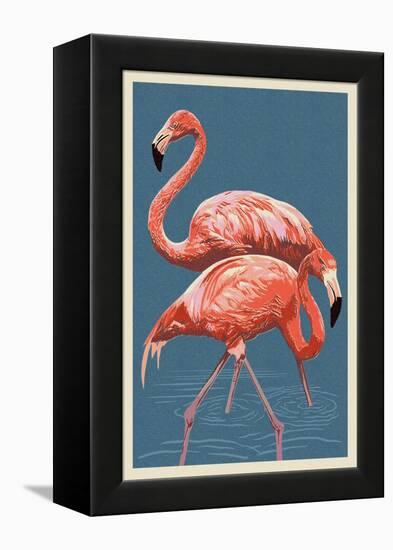 Flamingo-Lantern Press-Framed Stretched Canvas