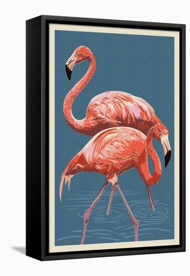 Flamingo-Lantern Press-Framed Stretched Canvas