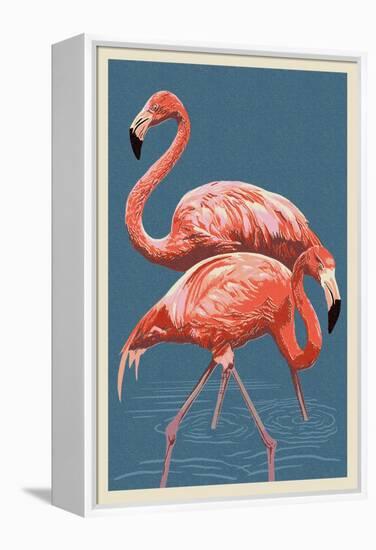 Flamingo-Lantern Press-Framed Stretched Canvas