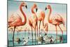 Flamingoes-null-Mounted Giclee Print