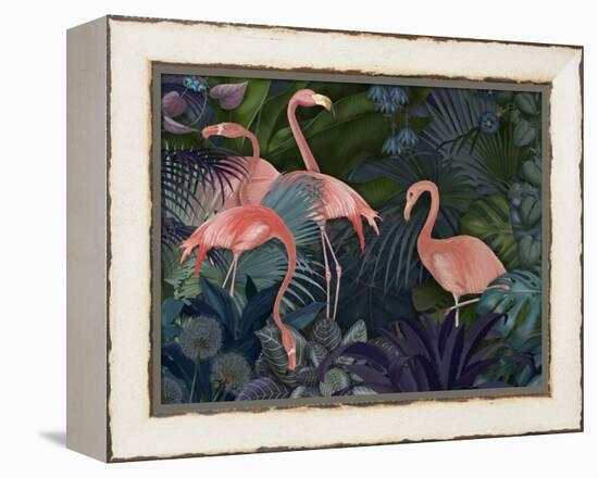 Flamingos in Blue Garden-Fab Funky-Framed Premier Image Canvas