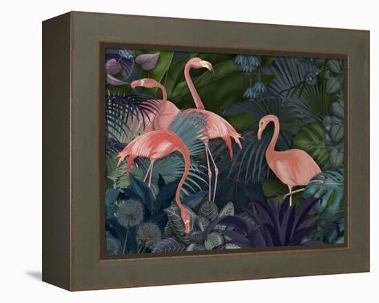 Flamingos in Blue Garden-Fab Funky-Framed Premier Image Canvas