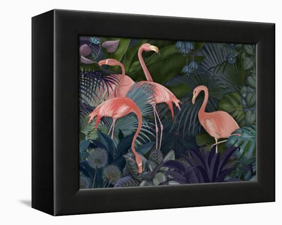 Flamingos in Blue Garden-Fab Funky-Framed Premier Image Canvas