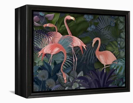 Flamingos in Blue Garden-Fab Funky-Framed Premier Image Canvas