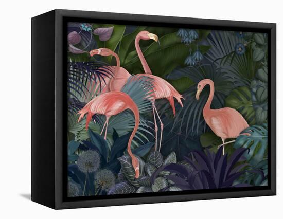 Flamingos in Blue Garden-Fab Funky-Framed Premier Image Canvas