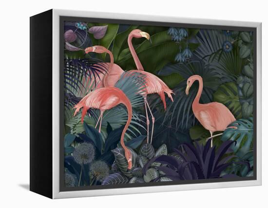 Flamingos in Blue Garden-Fab Funky-Framed Premier Image Canvas