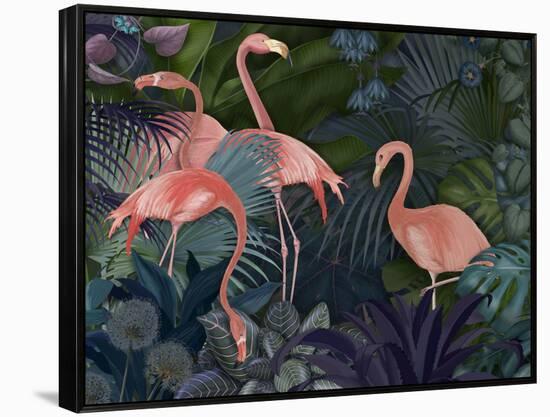 Flamingos in Blue Garden-Fab Funky-Framed Premier Image Canvas